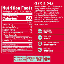 Load image into Gallery viewer, GYM SODA Sparkling Protein Soda, Classic Cola, 12oz (Pack of 12)
