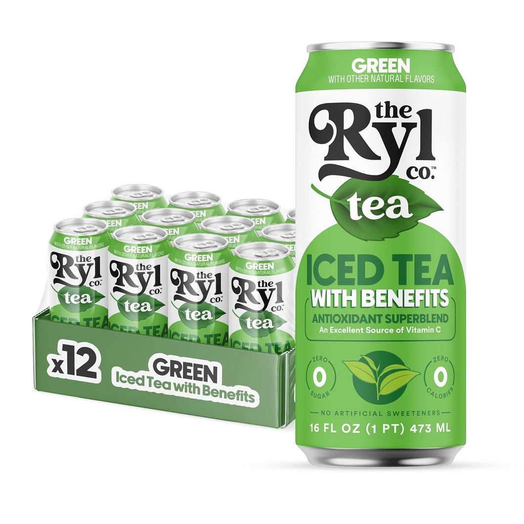 RYL Iced Tea, Green Tea, 16oz (Pack of 12)