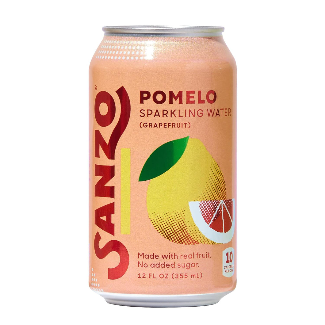 Sanzo Sparkling Water, Pomelo (Grapefruit), 12oz (Pack of 12)