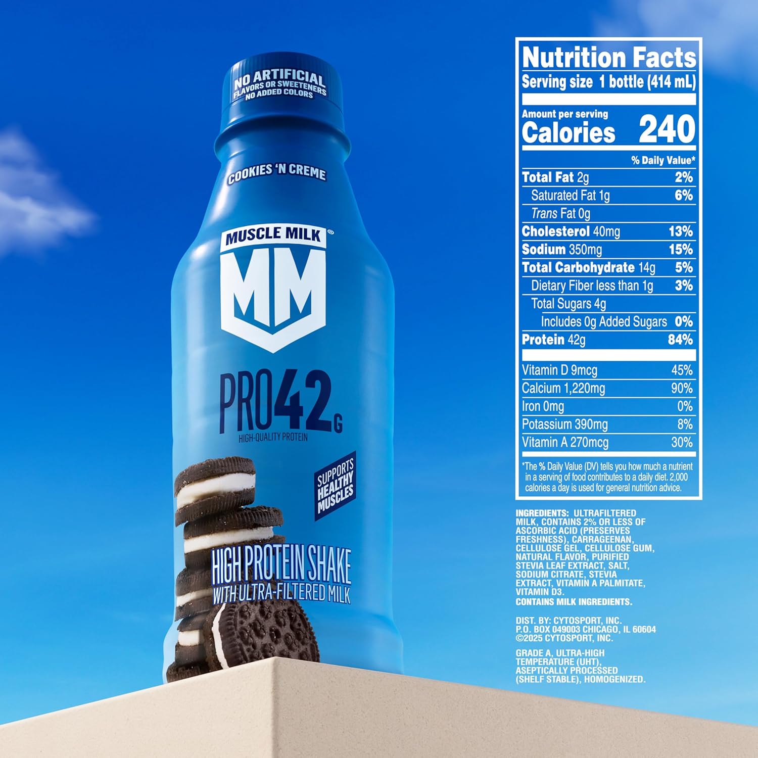 Muscle Milk PRO 42g Protein Shake, Cookies 'N Creme, 14 Fl Oz