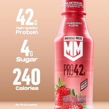 Load image into Gallery viewer, Muscle Milk PRO 42g Protein Shake, Strawberries 'N Cream, 14 Fl Oz (Pack of 12)
