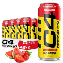 Load image into Gallery viewer, Cellucor C4 Performance Zero Sugar Energy Drink, Strawberry Watermelon Ice, 16oz (Pack of 12)
