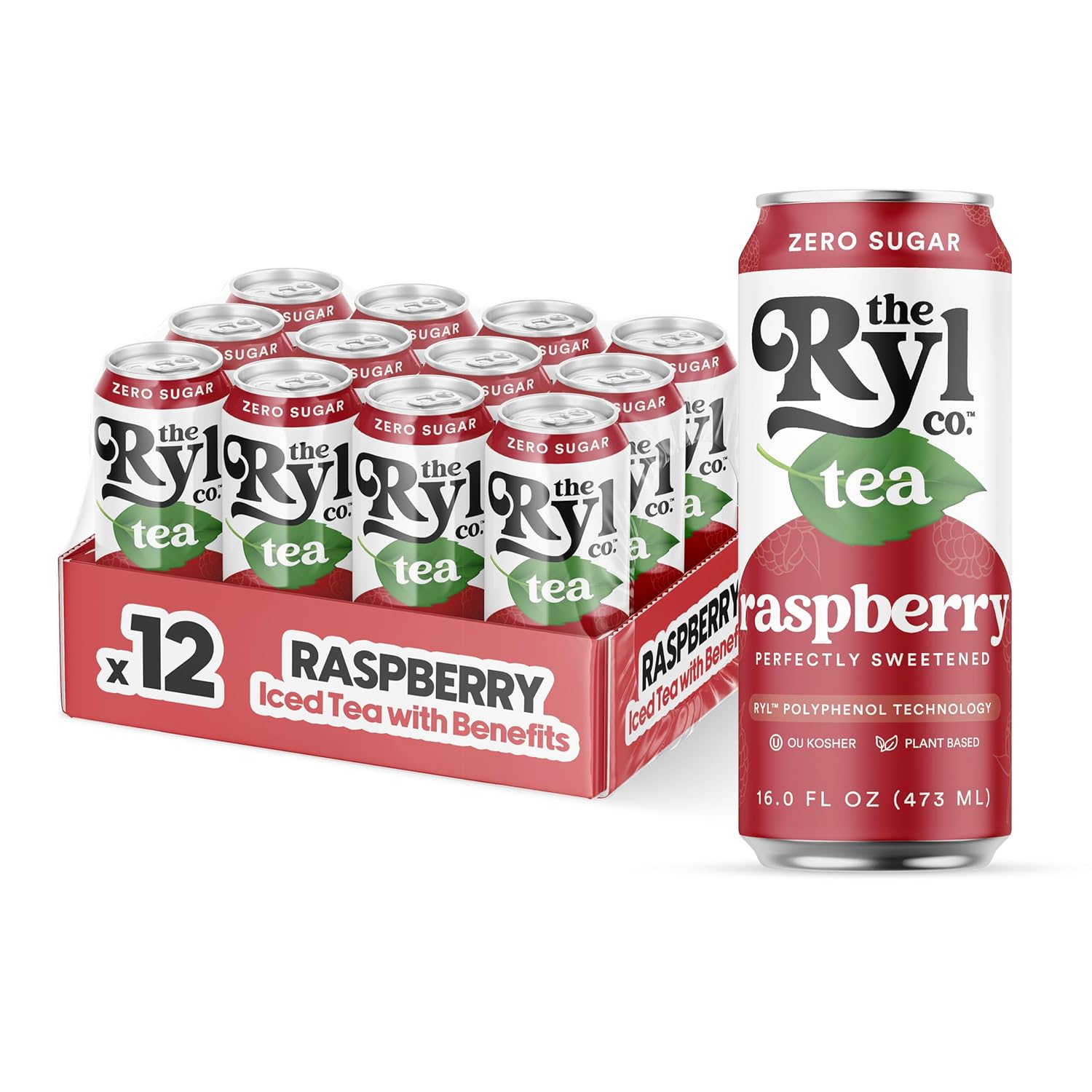 RYL Iced Tea, Raspberry, 16oz (Pack of 12) – Oasis Snacks