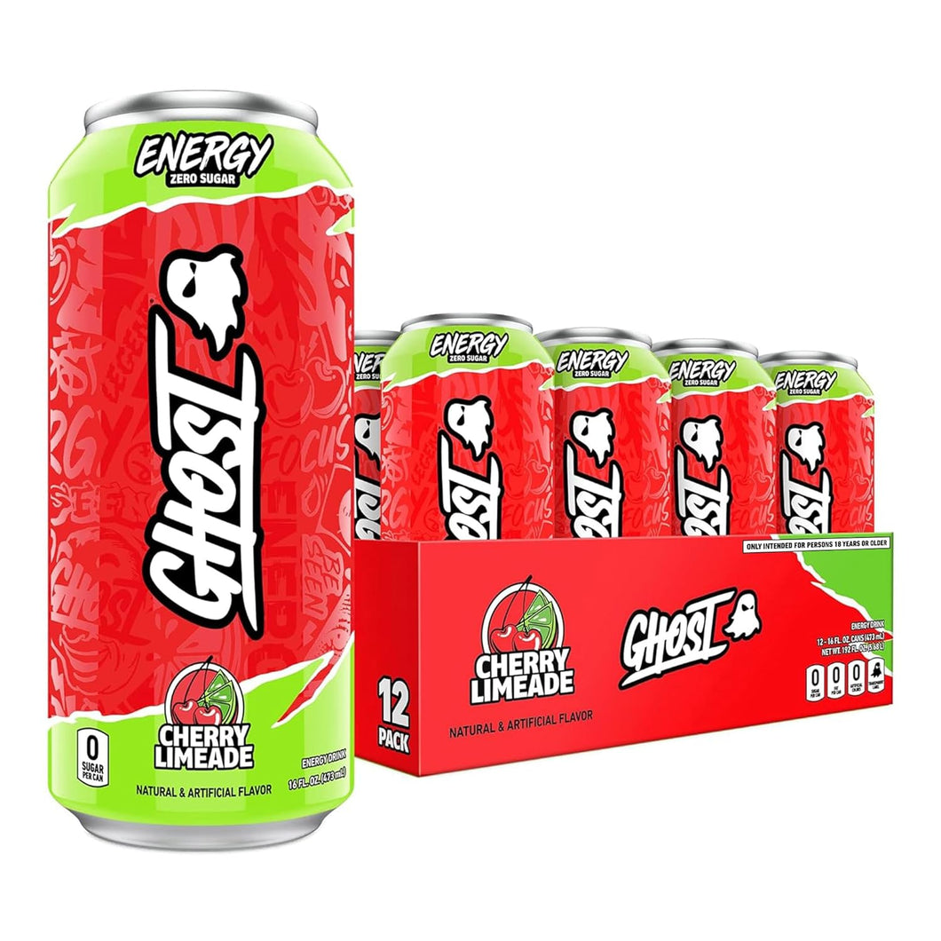 Ghost Energy Drink, Cherry Limeade, 16oz (Pack of 12)