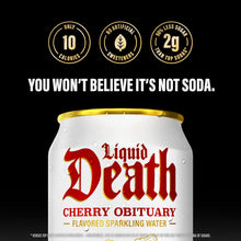 Load image into Gallery viewer, Liquid Death Sparkling Water, Cherry Obituary, 12oz (Pack of 12)
