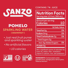 Load image into Gallery viewer, Sanzo Sparkling Water, Pomelo (Grapefruit), 12oz (Pack of 12)

