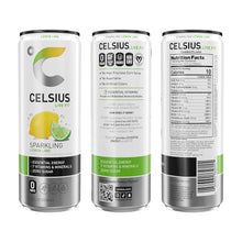 Load image into Gallery viewer, CELSIUS Sparkling Energy Drink, Lemon Lime, 12oz (Pack of 12)
