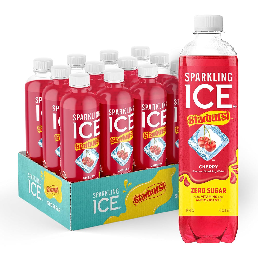 Sparkling ICE Flavored Sparkling Water, Starburst Cherry, 17oz (Pack of 12)