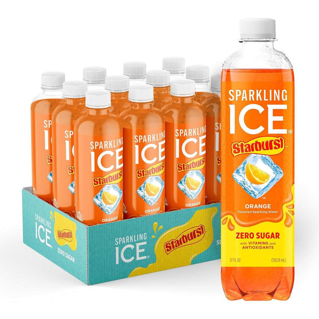 Sparkling ICE Flavored Sparkling Water, Starburst Orange, 17oz (Pack of 12)