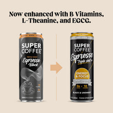 Load image into Gallery viewer, Super Coffee Espresso, Triple Shot Black &amp; Unsweet, 11oz (Pack of 12)
