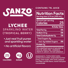 Load image into Gallery viewer, Sanzo Flavored Sparkling Water, Lychee (Berry), 12oz (Pack of 12)

