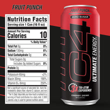 Load image into Gallery viewer, C4 Ultimate Sugar-Free Energy Drink, Fruit Punch, 16oz (Pack of 12)
