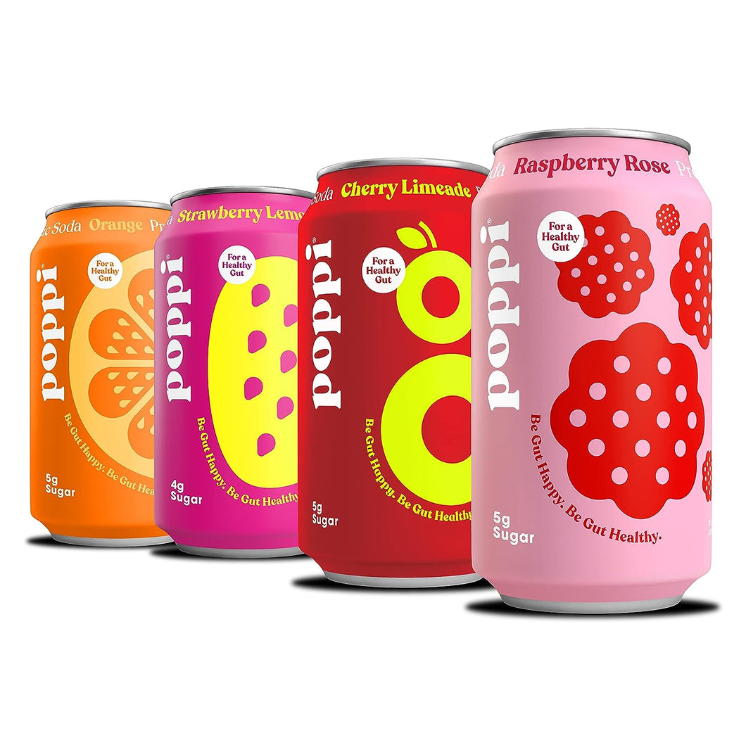 Poppi Prebiotic Soda, Short List Variety, 12oz (Pack of 12)