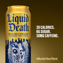 Load image into Gallery viewer, Liquid Death Sparkling Water, Dead Billionaire, 19.2oz (Pack of 12)
