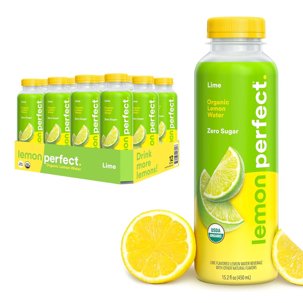Lemon Perfect Lemon Water, Lime, 15.2oz (Pack of 12)