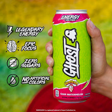Load image into Gallery viewer, Ghost Energy Drink, WarHeads Sour Watermelon, 16oz (Pack of 12)
