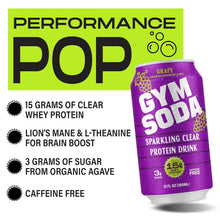 Load image into Gallery viewer, GYM SODA Sparkling Protein Soda, Grape, 12oz (Pack of 12)
