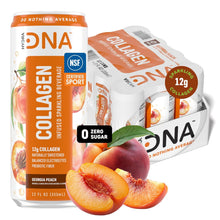 Load image into Gallery viewer, HydraDNA Collagen Infused Sparkling Drink, Peach, 12oz (Pack of 12)
