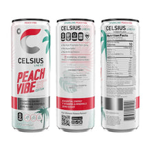 Load image into Gallery viewer, CELSIUS Sparkling Energy Drink, Peach Vibe, 12oz (Pack of 12)
