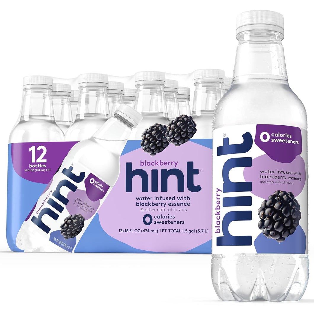 Hint Fruit-Infused Water, Blackberry, 16oz (Pack of 12)