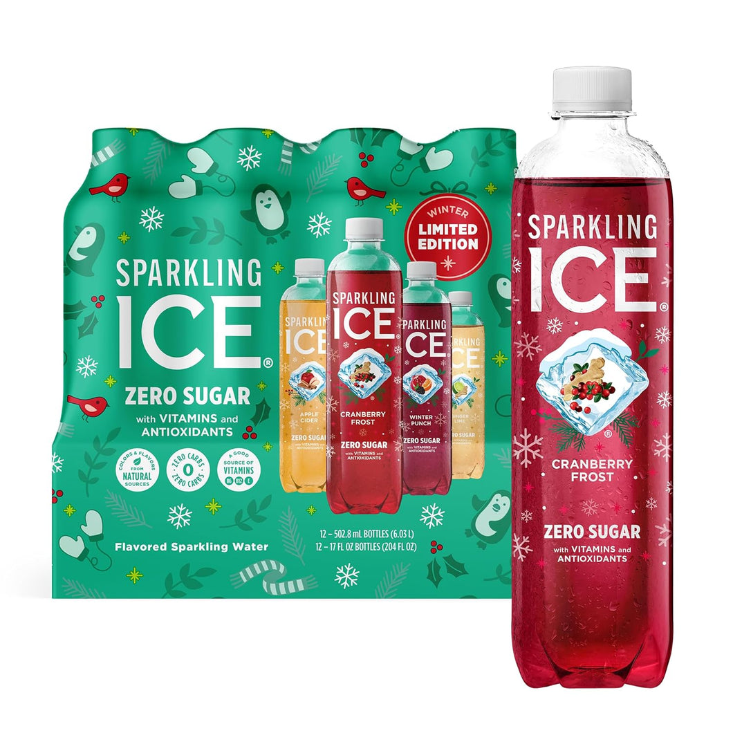 Sparkling Ice Naturally Flavored Sparkling Water, Winter Variety Pack, 17 oz (Pack of 12)