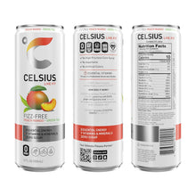 Load image into Gallery viewer, CELSIUS Fizz-Free Energy Drink, Peach Mango, 12oz (Pack of 12)
