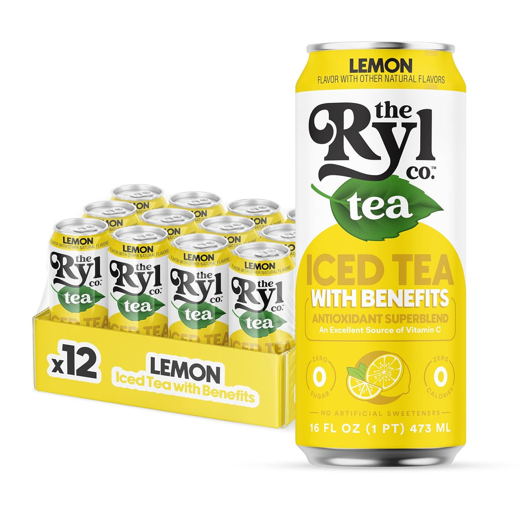 RYL Iced Tea, Lemon, 16oz (Pack of 12)
