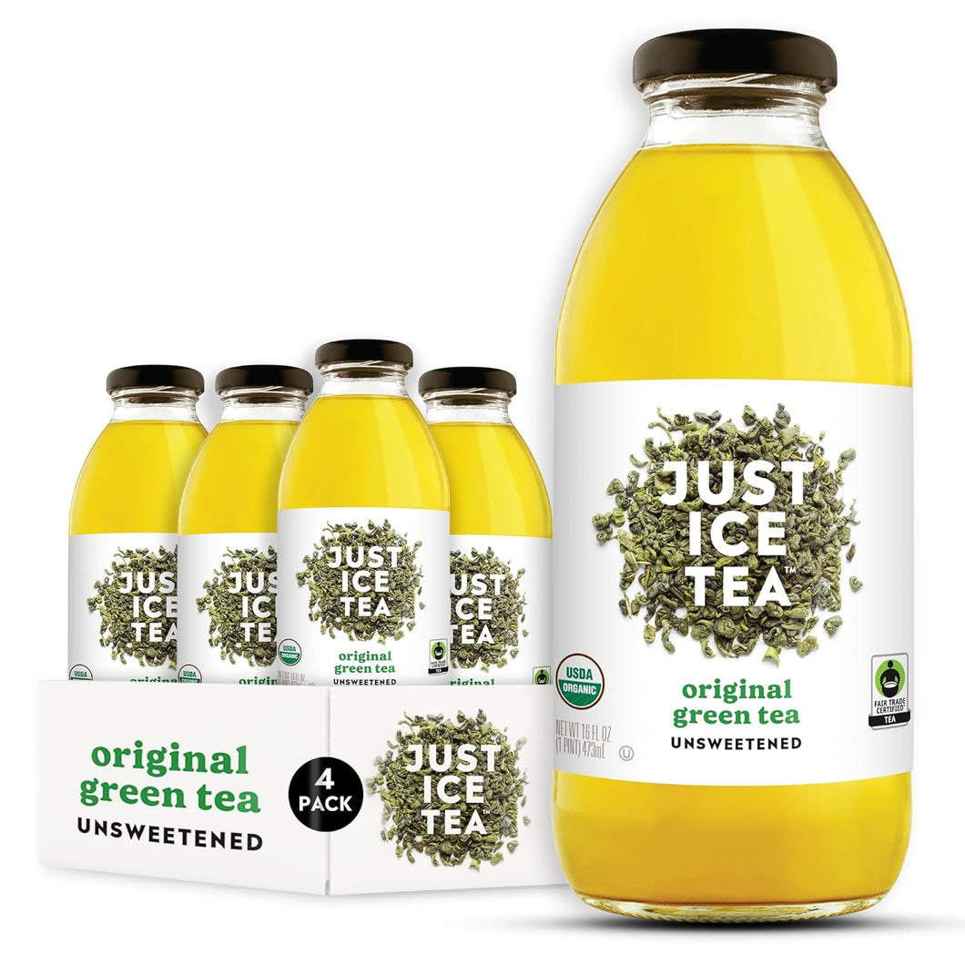 Just Ice Tea, Original Unsweetened Green Tea, 16oz (Pack of 12)