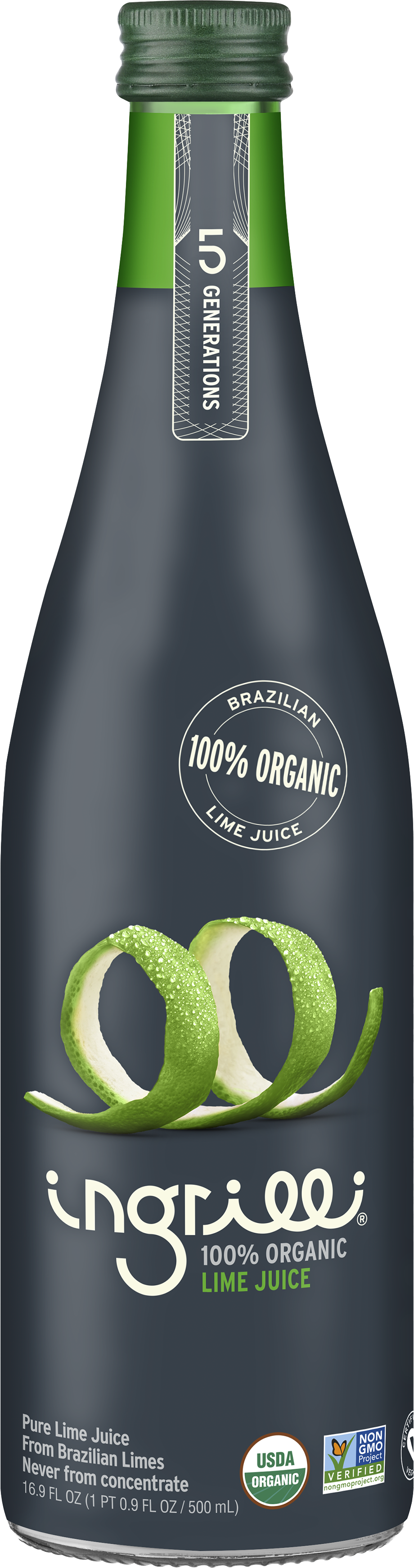 Ingrilli 100% Organic Lime Juice, 16.9 Fl Oz Glass Bottle - Multi Pack