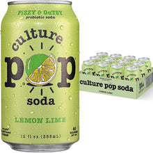 Load image into Gallery viewer, Culture Pop Sparkling Probiotic Soda, Lemon Lime, 12oz (Pack of 12)
