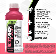 Load image into Gallery viewer, BodyArmor Flash I.V. Rapid Rehydration Electrolyte Beverage, Strawberry Kiwi, 20oz (Pack of 12)
