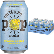 Load image into Gallery viewer, Culture Pop Sparkling Probiotic Soda, Ginger Lemon, 12oz (Pack of 12)
