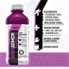 Load image into Gallery viewer, BodyArmor Flash I.V. Rapid Rehydration Electrolyte Beverage, Grape, 20oz (Pack of 12)
