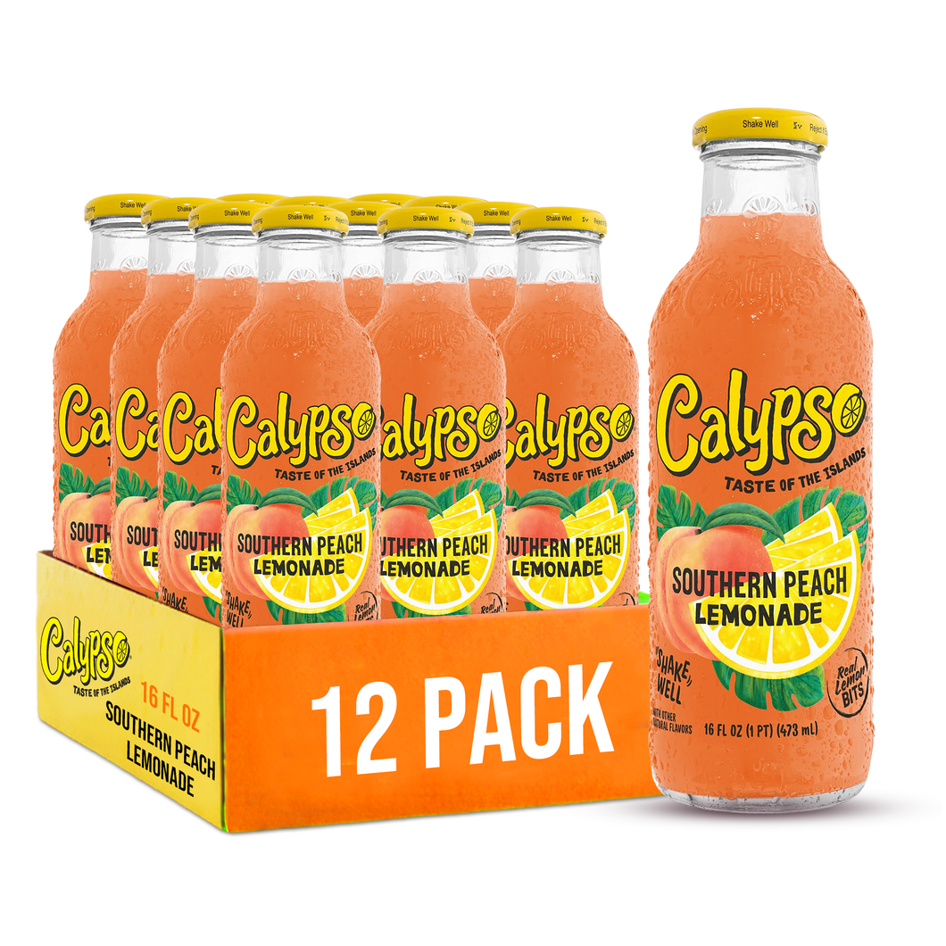 Calypso Lemonade, Southern Peach, 16oz (Pack of 12)