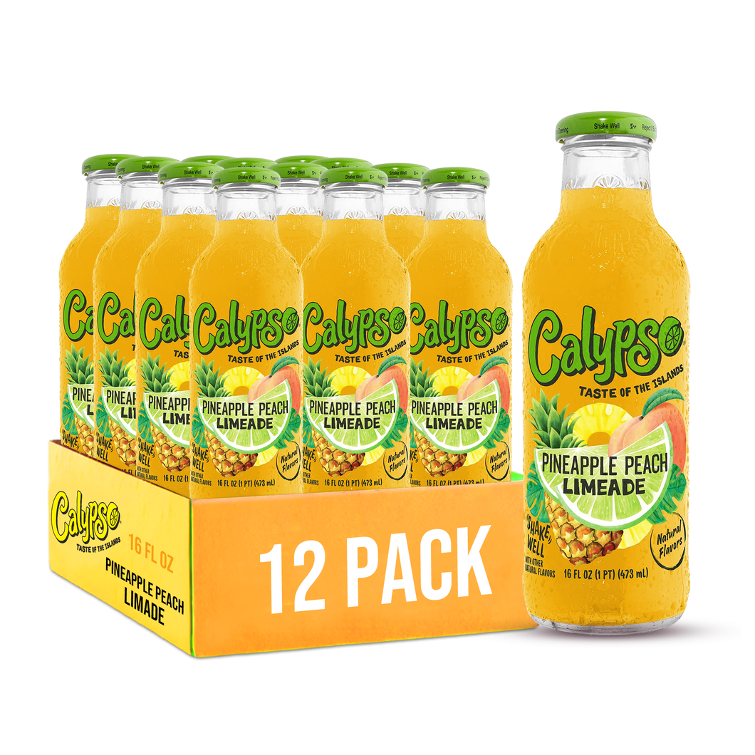 Calypso Limeade, Pineapple Peach, 16oz (Pack of 12)