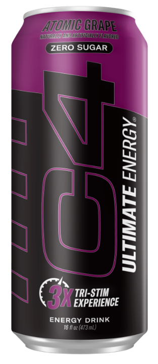 C4 Ultimate Energy Drink, Atomic Grape, 16oz (Pack of 12)