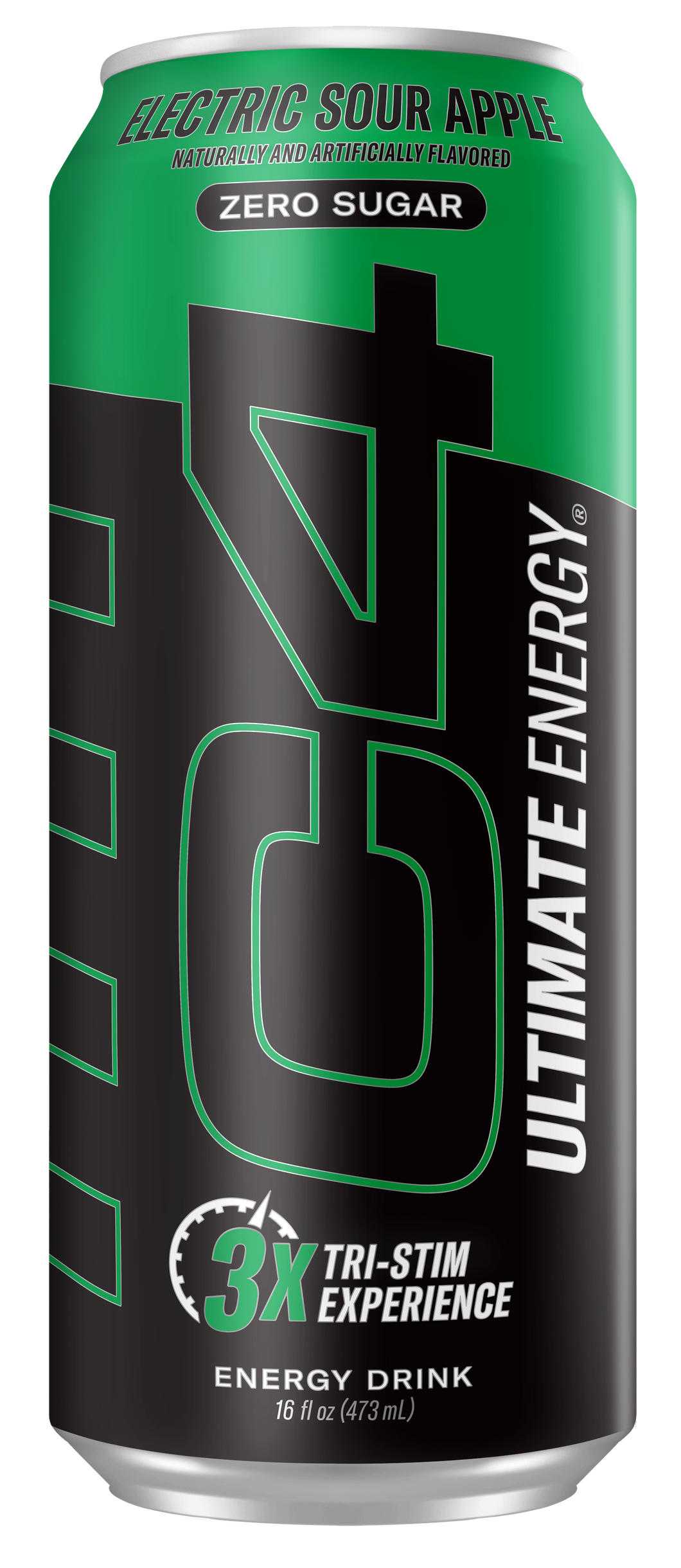 C4 Ultimate Energy Drink, Electric Sour Apple, 16oz (Pack of 12)