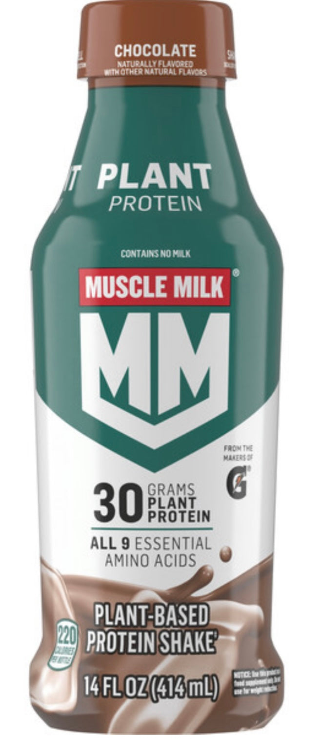 Muscle Milk 30g Plant Based Protein Shake, Chocolate, 11.16oz (Pack of 12)