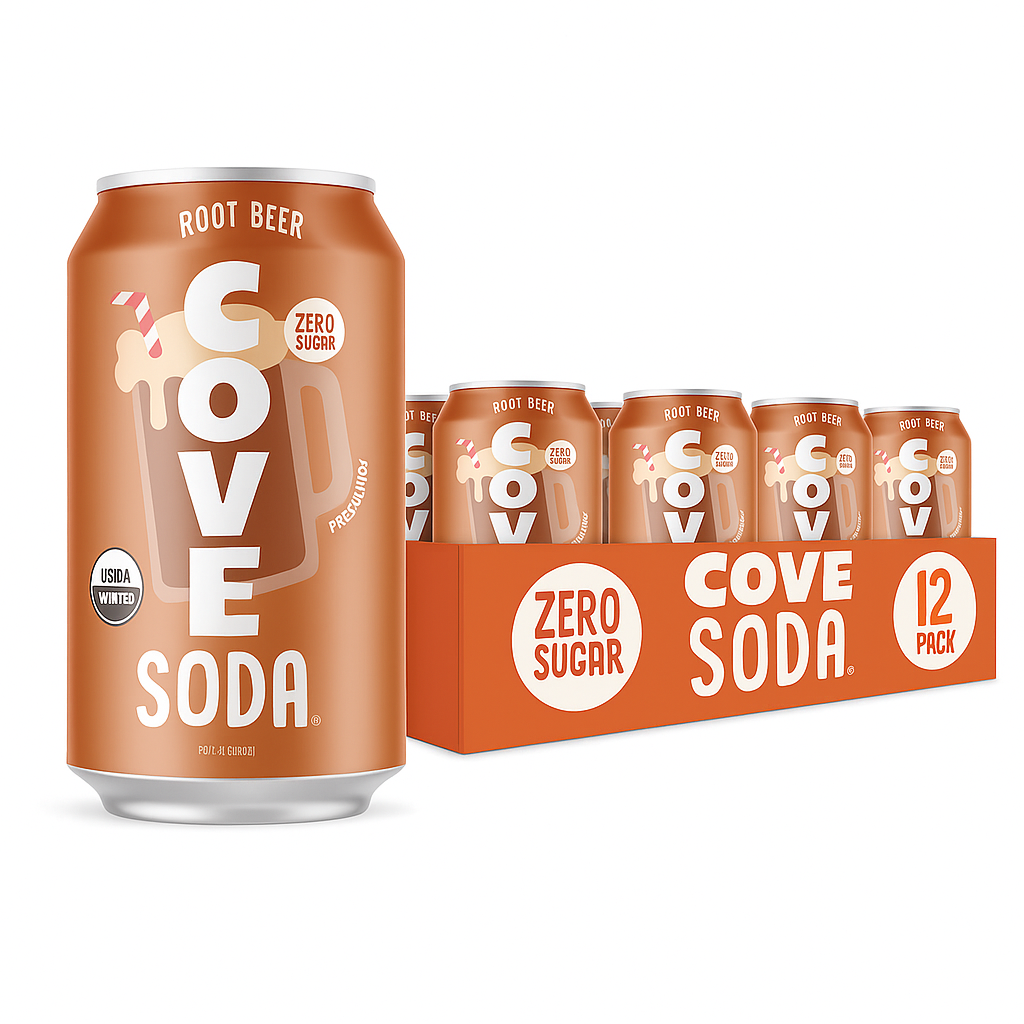 Cove Soda Probiotic Soft Drink, Root Beer, 12oz (Pack of 12)
