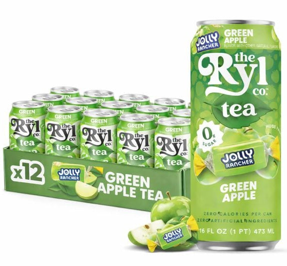 RYL Iced Tea, Jolly Rancher Green Apple, 16oz (Pack of 12) – Oasis Snacks