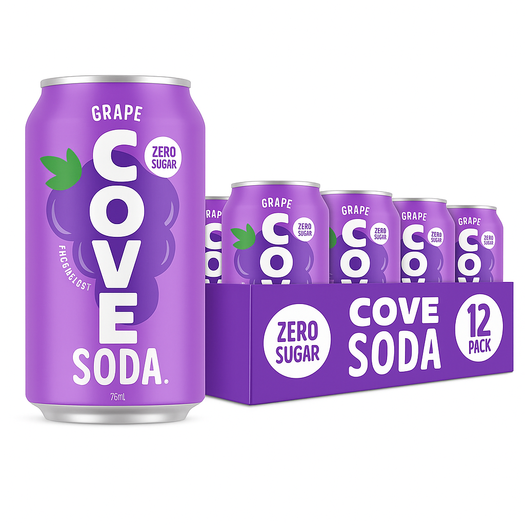 Cove Soda Probiotic Soft Drink, Grape, 12oz (Pack of 12) – Oasis Snacks