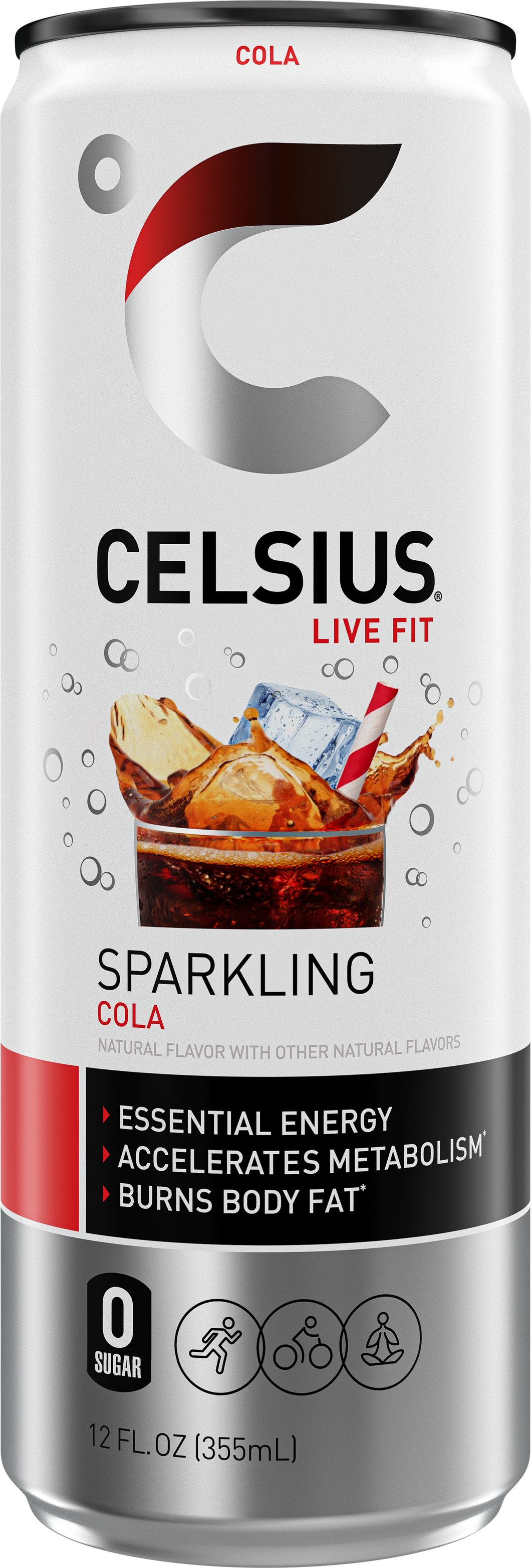 CELSIUS Sparkling COLA Fitness Drink, ZERO Sugar, 12oz Slim Can (Pack of 12)