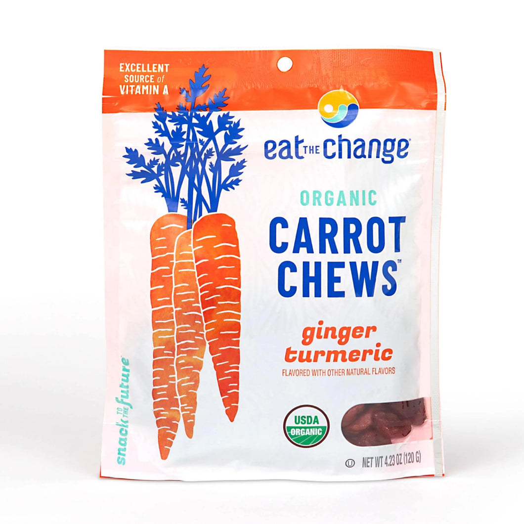 Eat the Change Organic Carrot Chews, Ginger Turmeric, 4.23oz Pouches (Pack of 3)