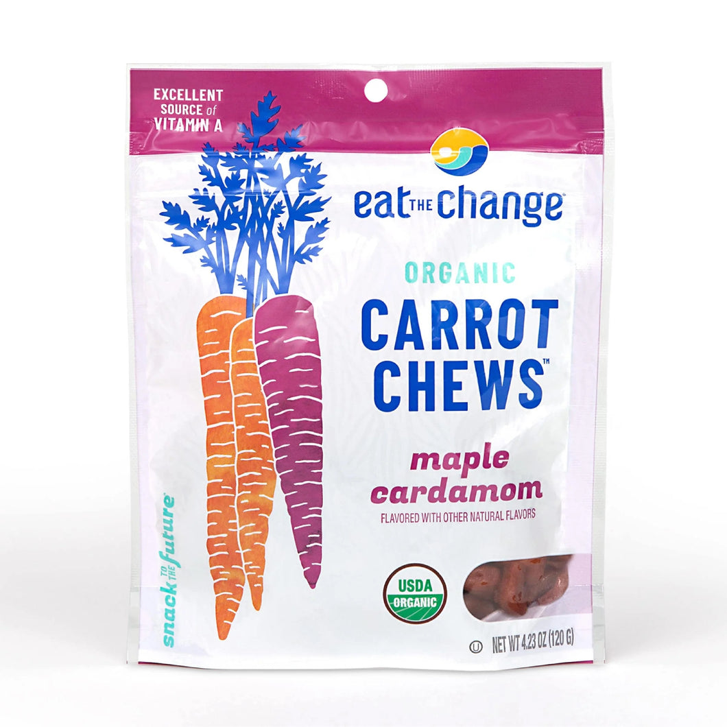 Eat the Change Organic Carrot Chews, Maple Cardamom, 4.23oz Pouches (Pack of 8)