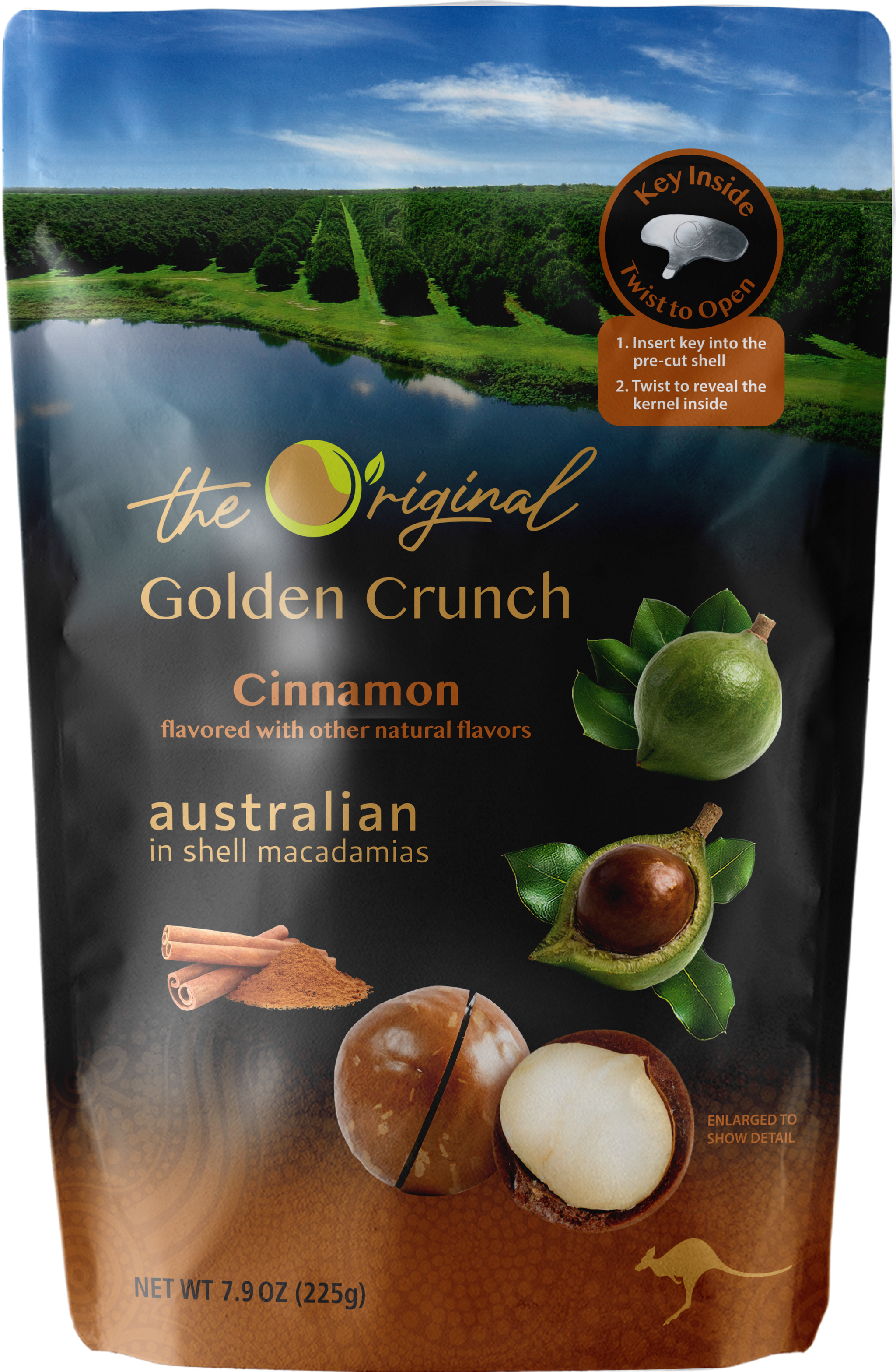 Golden Crunch Australian Macadamia Nuts, Cinnamon, 7.9oz - Multi