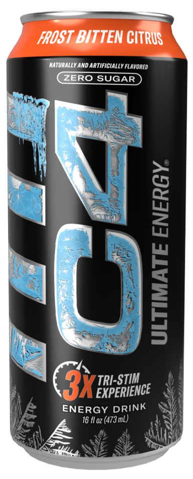 C4 Ultimate Energy Drink, Frozen Bitten Citrus, 16oz (Pack of 12)