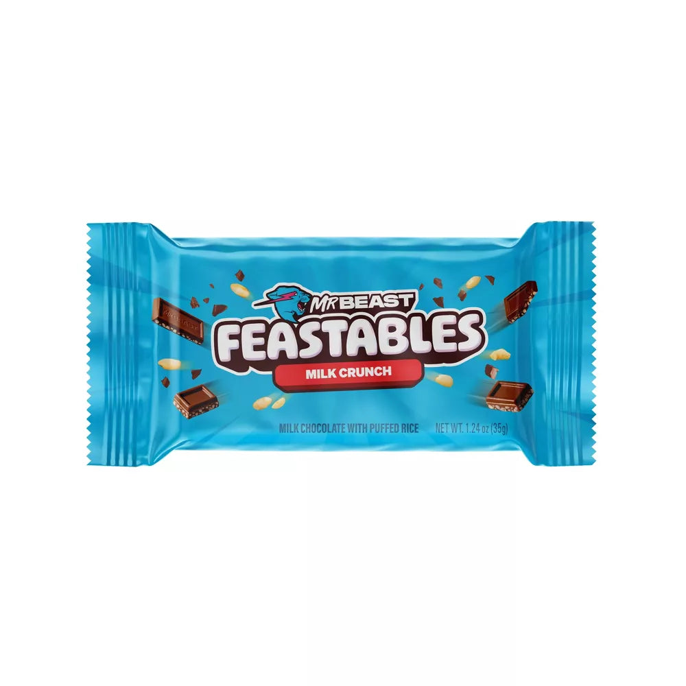 Feastables MrBeast Chocoalte, Milk Crunch Bar, (35g) 1.24oz (Pack of 24)