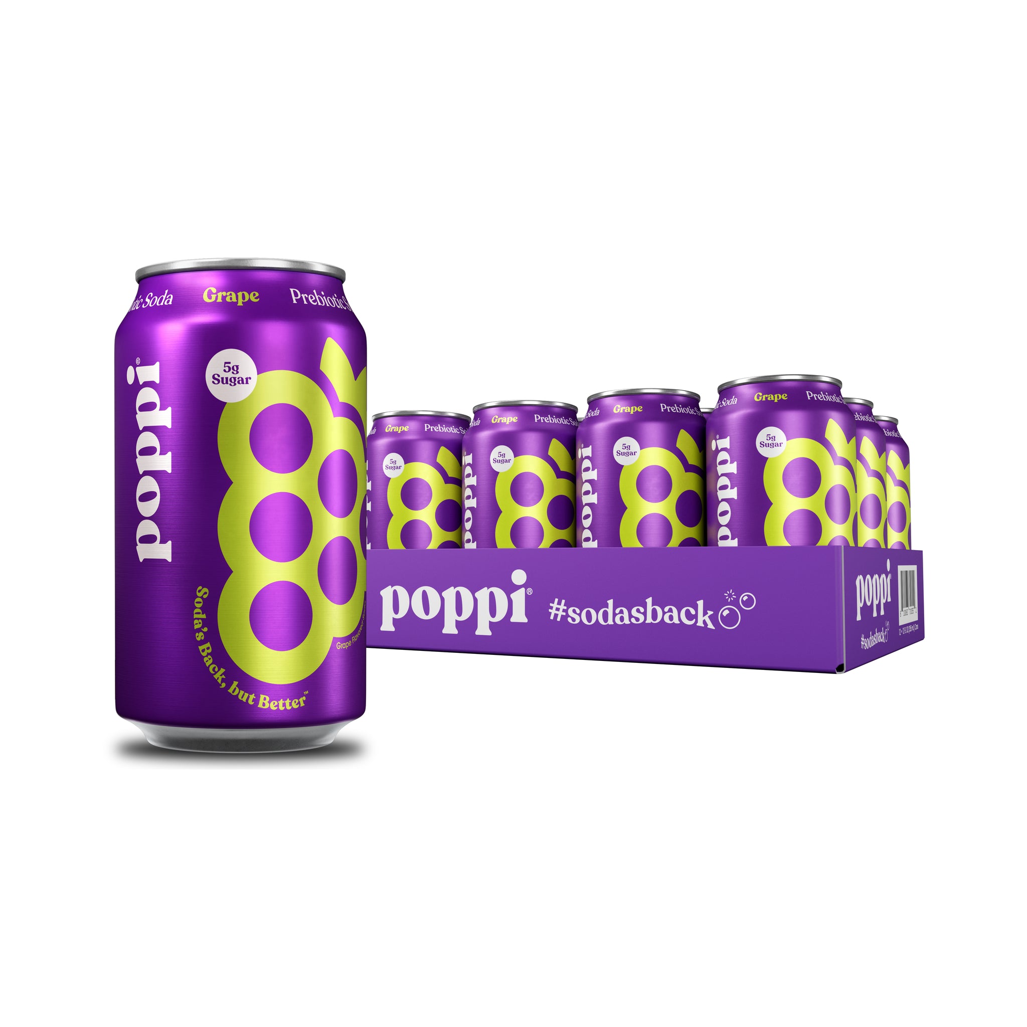 Poppi Prebiotic Soda, Grape, 12oz (Pack of 12) – Oasis Snacks