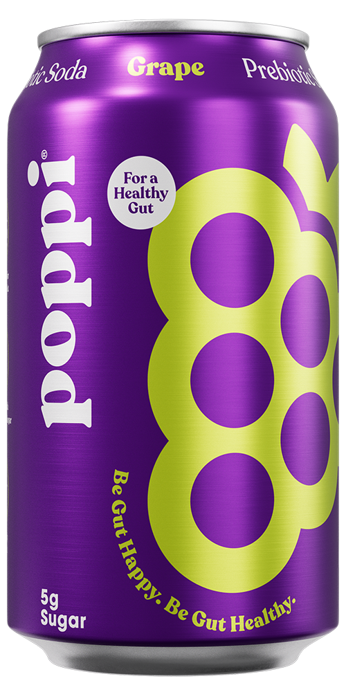 Poppi Prebiotic Soda, Grape, 12oz (Pack of 12)
