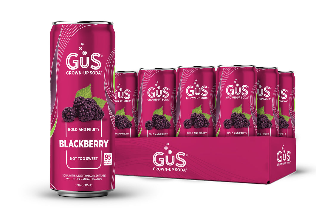 GuS Soda, Blackberry, 12oz Cans (Pack of 12)
